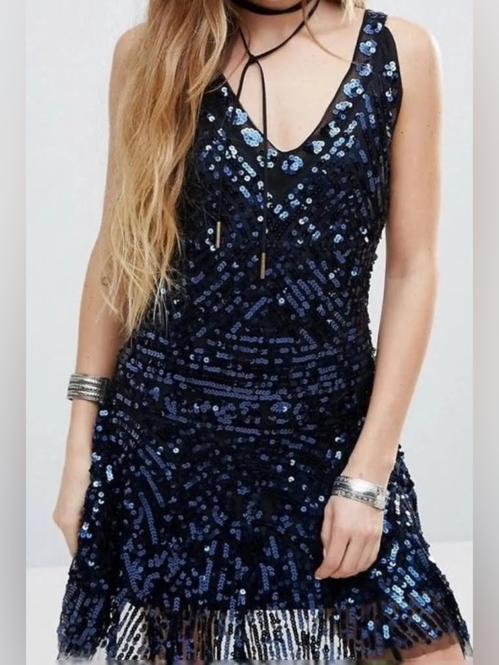 Free People Blue Sequin Dress